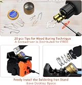 Preciva Wood Burning Pyrography Kit 40W 250-750°C 20 Tips Soldering Station view 5