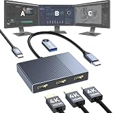 USB C to 3 HDMI Adapter with PD 100W/USB3.0, 4K@60Hz 3 Way HDMI Splitter Extended Display for 3 Monitors, Triple Monitor Docking Station for Dell/HP/Mac Laptop, SST/MST USBC Hub for Multiple Monitors