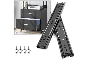 SHUHANG 1 Pair Full Extension Drawer Slides 8 10 12 14 16 18 20 22 24 Inch 100 lb Load Capacity Side Mount Ball Bearing Rails Cabinet Dresser Glides Wardrobe Kitchen Trash Can Slider Runners Black