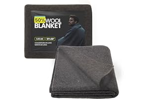 72 HRS Wool Blanket-Camping Gear, Warm, Thick, Washable 2.0 lbs, 51” x 80” Winter Blanket, Outdoor Blanket, Winter Camping Ge