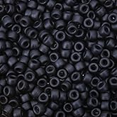 AUREHEN 300PCs Silicone Pony Beads for Hair Braiding, Black Colors 6 * 9mm Soft Kandi Foca Beads for Bracelet Making, Pens, DIY Crafts, Key Chains and Ornaments Decorations