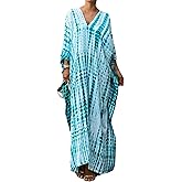 SMUDGE Life Kaftan Dresses for Women Plus Size Summer Beach Dress with Print and Swim Cover Ups