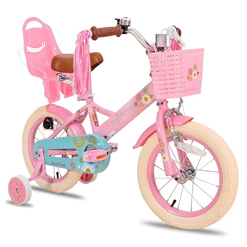 JOYSTAR 16 Inch Kids Bike Little Daisy Girls Bike with Training Wheels Doll  Bike Seat Basket Streamers Princess Kids Bicycle for Girls Toddler Bikes 