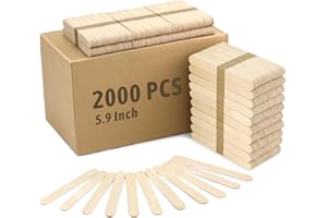 WISYOK 2000 PCS 6 Inch Wooden Popsicle Sticks for Crafts, Wooden Craft Sticks, Wide Lollipop Sticks, Treat Sticks Ice Pop Sticks for Creative Designs or Kids Education, Home Art Projects