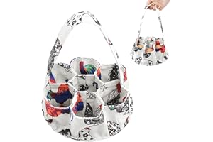 Egg Collecting Basket with 7 Pouches, Mini Egg Collecting Bags Gathering Bag for Fresh Eggs Transporting Storage, Farmhouse E