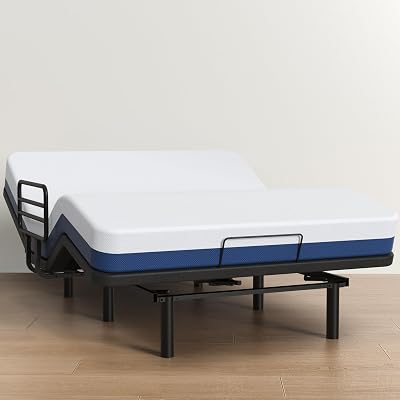 AbyssZen Adjustable Queen Bed Frame with One Side Rail - Electric Ergonomic Design for Elderly & Seniors - Safe, Durable, and Comfortable for Home Care & Hospital Use