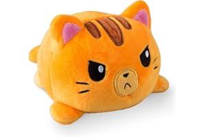 TeeTurtle - The Original Reversible Cat Plushie - Orange Tabby - Cute Sensory Fidget Stuffed Animals That Show Your Mood