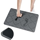 Large Stone Bath Mat for Bathroom Floor, Quick Dry Diatomaceous Earth Bath Mat with Non-Slip Back, Super Absorbent Diatomite Stone Mat for Shower, Easy to Clean, Natural(23.6" x 15.7" Dark Grey)