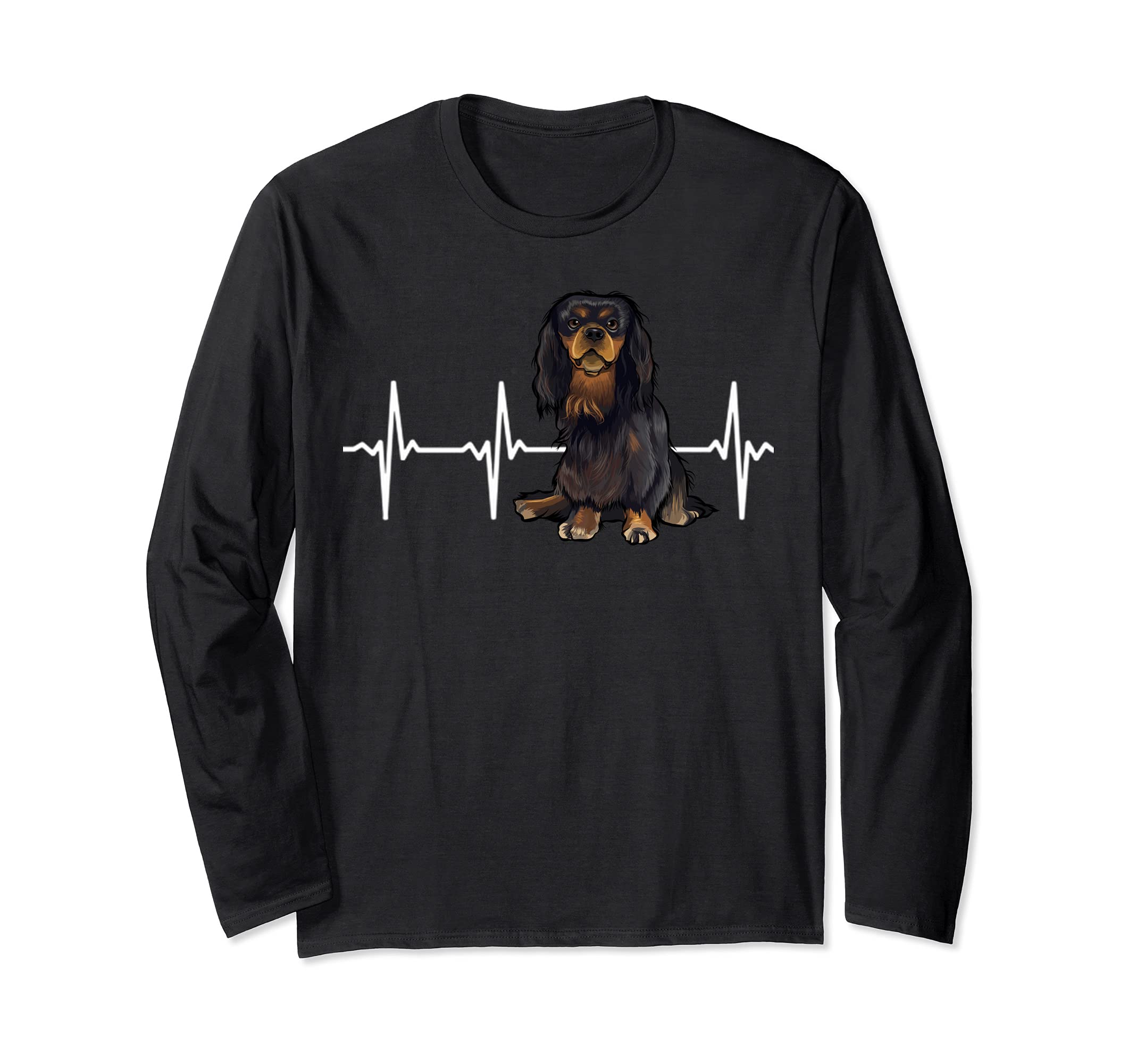 English Toy Spaniel Heartbeat Dog Lover Long Sleeve T-Shirt
