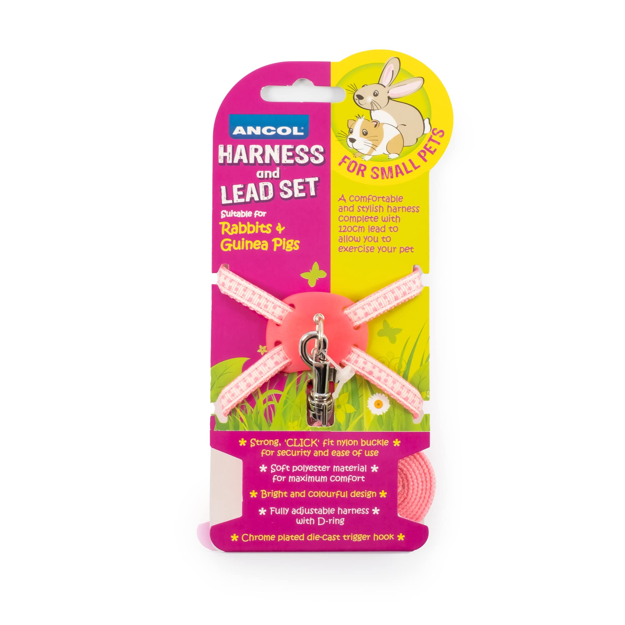 Ancol Rabbit Harness & lead set Pink Polka