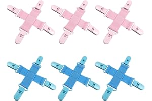 LUMINFLY Bed Sheet Detanglers 6 Pcs, for All Dryers, and Lake Blue, Fabric and Plastic, Cross Shape, Reduces Wrinkles and Dry