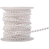 YoungJewl 3mm Millet Beads Crafts Faux Pearl Beads Garland Pearl Bead Roll Strand of Pearls to Decorate Floral Centerpieces Wedding Party Favor Christmas Tree(33 Feet White)