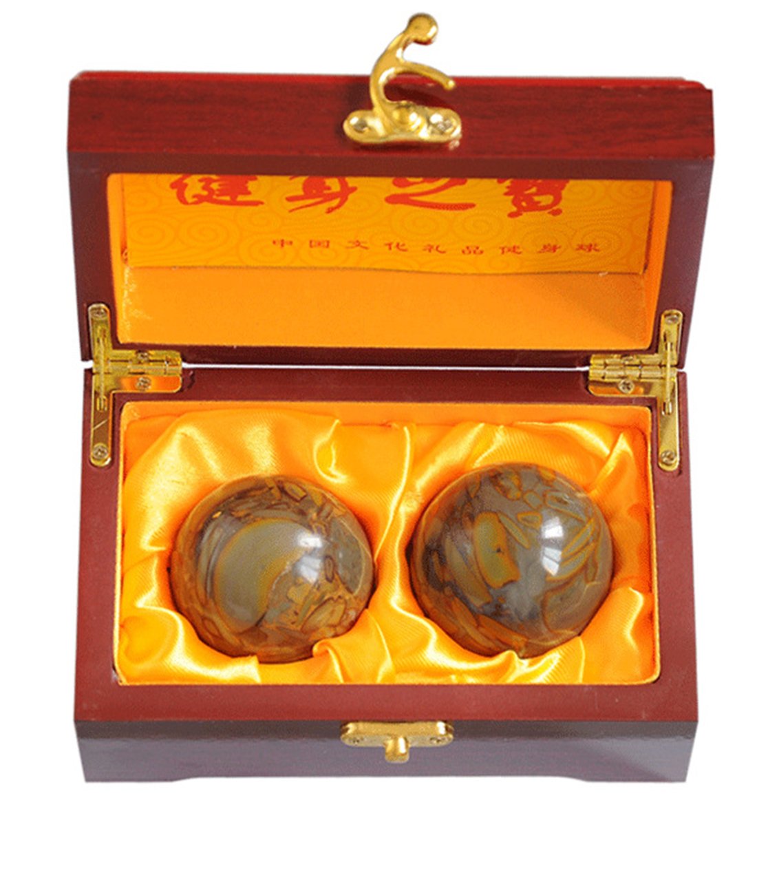 juanxian 2" Feng Shui Nuwa Stone Baoding Balls Chinese Health Exercise Stress Balls With Gift Box