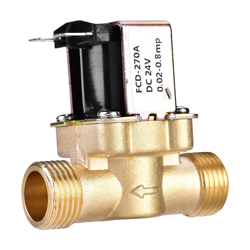Solenoid Valve, 1/2" DC 24V Normally Closed Brass Electric Solenoid Magnetic Valve for Water Control Reliable and Resistant, Anticorrosive and Accurate