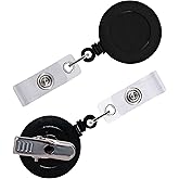 JBKHDTB 5 Pack Retractable ID Badge Holder Reels with Swivel Alligator Clip Bulk Pack Premium Badge（Black）