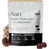 Auri Nutrition Super Mushroom Gummies - 12 Functional Mushrooms - 60 Count | 12-mushroom blend gummies with fruiting body extracts, made in the USA and designed for easy daily wellness support