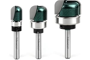 Knoweasy 3-Piece Bowl and Tray Router Bit Set with 1/4-Inch Shank, Carbide Tipped Round Nose Bits with Bearings for Juice Gro
