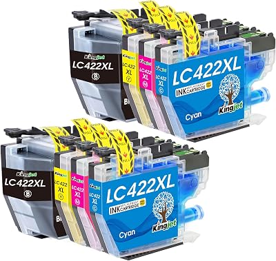 KINGJET LC422XL 8-Pack Ink Cartridges for Brother MFC-J Series LC422XL