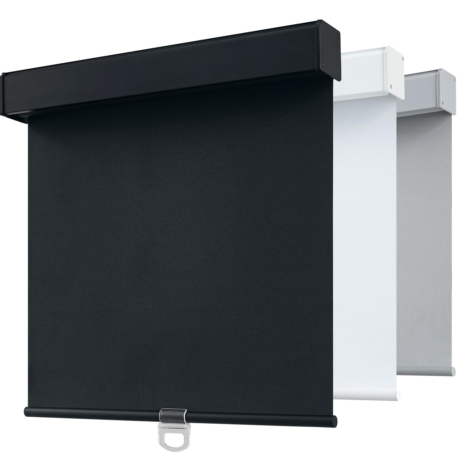 Photo 1 of **DIRT**SHADEMOON Blackout Cordless Roller Shades for Windows,Free-Stop System Blind with Valance,Pull Down Room Darkening Indoor Shades,Thermal Insulated UV Blocking Fabric,Home Office(Black,58" W x 72" H)