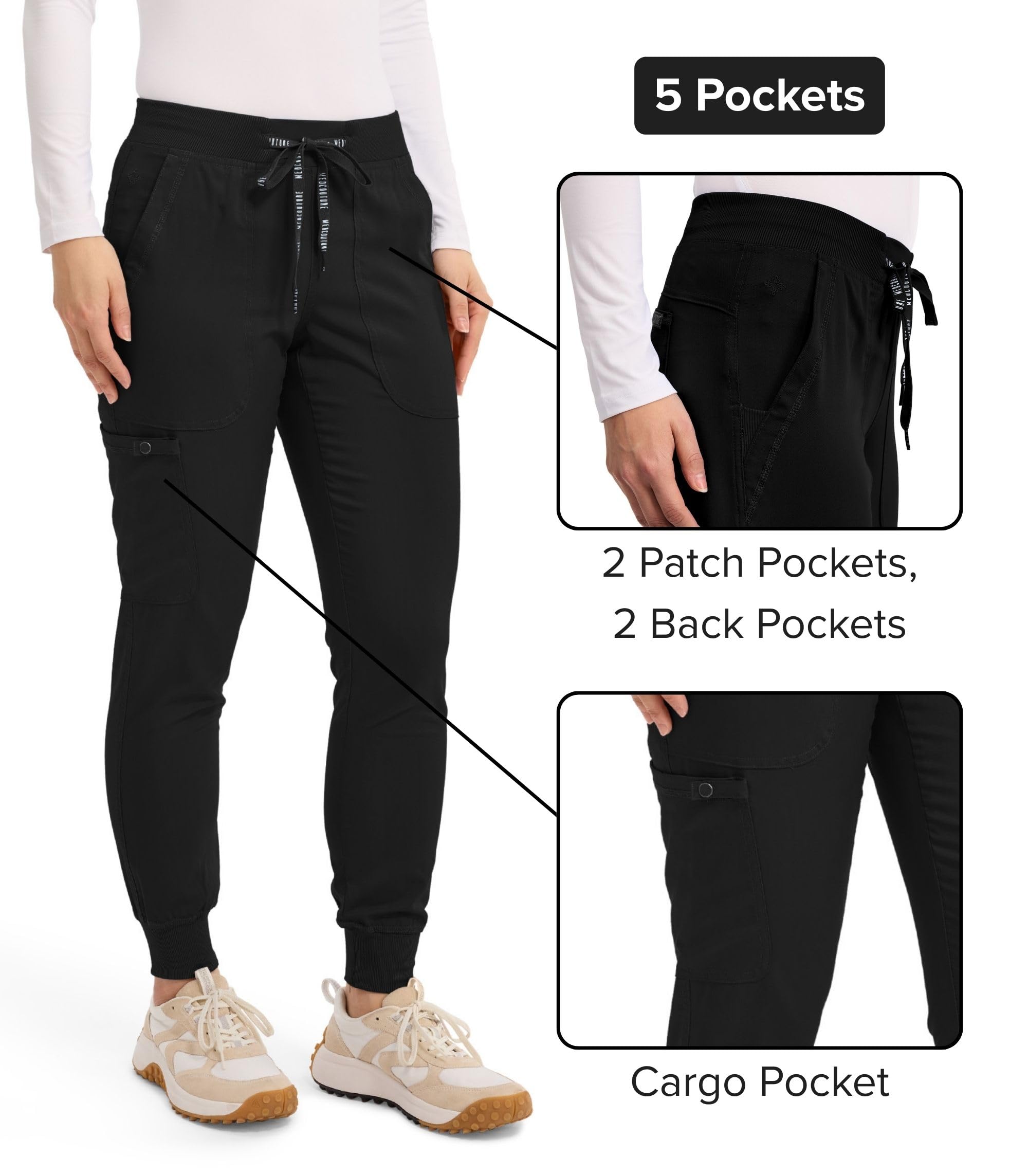 Med Couture Scrub Pants For Women Cargo Jogger Bottoms with 5 Pockets, Lightweight, Ultra Soft, 2-Way Stretch Fabric - MC7710