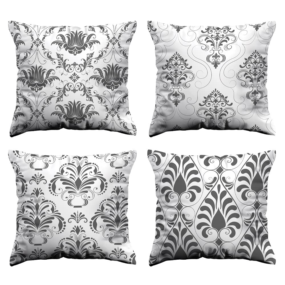 BEDBRIC Set of 4 (45 x 45 CM) Cushion Covers. Washable Decorative Throw Pillow Covers with Hidden Zipper. Grey Cushion Covers for Sofa, Bedroom, & Couch. Adoring Sofa Cushion Covers
