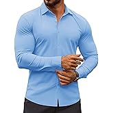 COOFANDY Men's Muscle Fit Dress Shirts Wrinkle-Free Long Sleeve Casual Button Down Shirts