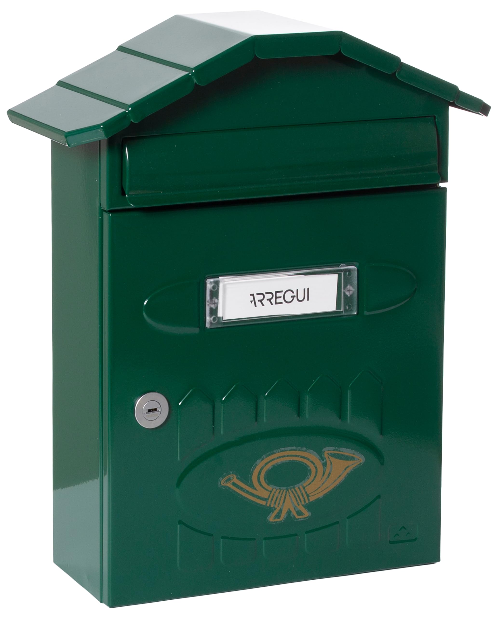 Arregui Villa - Outdoor Letterbox (Steel, 360 x 298 x 120 mm), Green, E5003