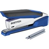 Bostitch Office InPower Spring-Powered Premium Desktop Stapler - One Finger, No Effort, Blue/Silver (1118)