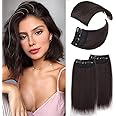 Cisyia 4PCS Hair Toppers for Women Synthetic Clips in Hair Extension with Thinning Hair Dark Brown Invisible Hairpieces for Adding Hair Volume Daily Use(Double 4 inch and Double 8 inch)
