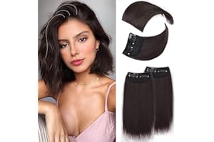 Cisyia 4PCS Hair Toppers for Women Synthetic Clips in Hair Extension with Thinning Hair Dark Brown Invisible Hairpieces for Adding Hair Volume Daily Use(Double 4 inch and Double 8 inch)