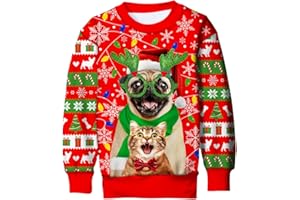 Lovekider Boys Christmas Ugly Sweater Size 4-16 Kids Funny 3D Xmas Sweatshirt Inner Fleece Pullover
