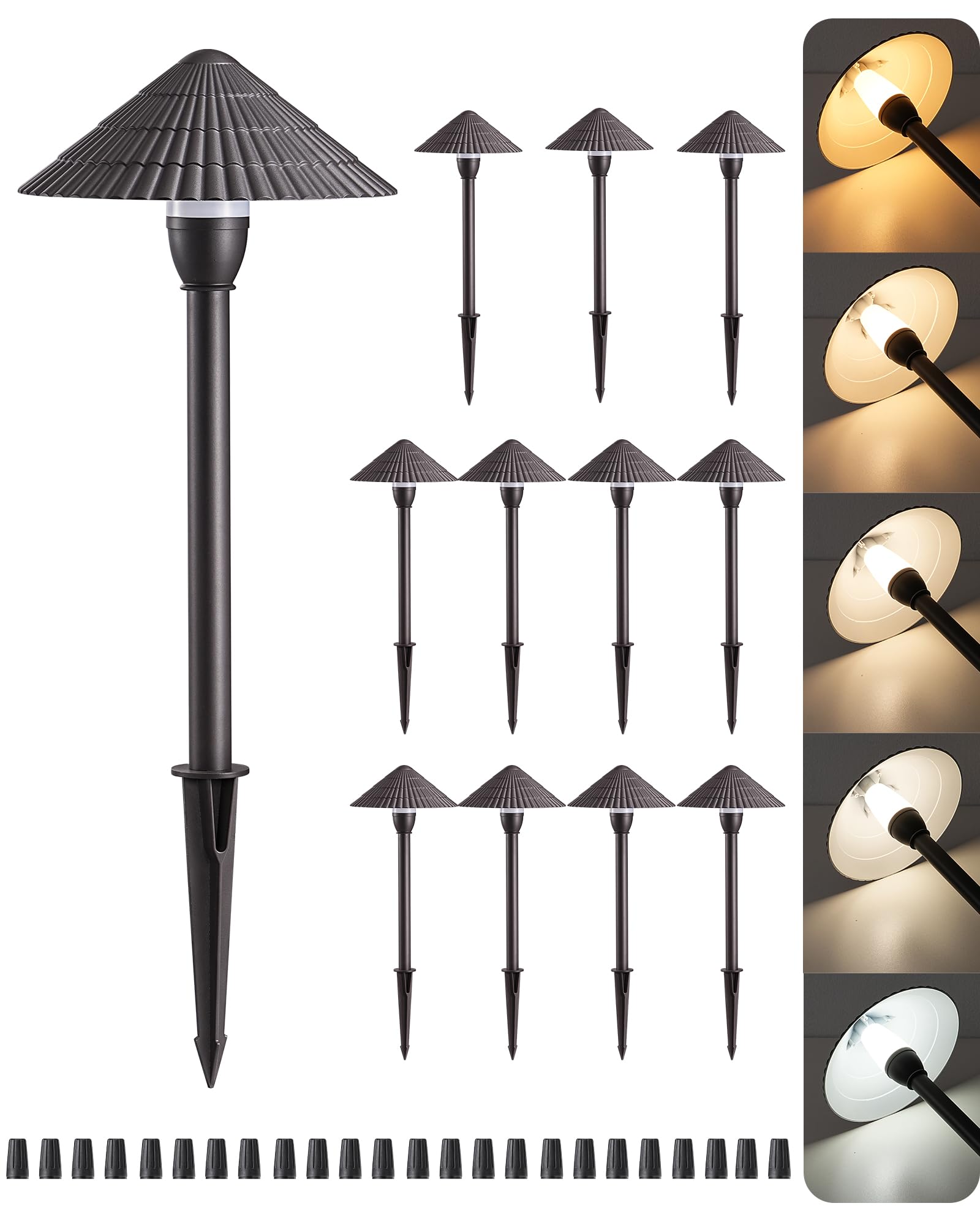 Photo 1 of EDISHINE 5CCT Low Voltage Landscape Lights, 12 Pack 2700K-5000K LED Landscape Path Lights, 12V AC/DC 3W 160LM Die-Cast Aluminum Waterproof Outdoor Pathway Lighting for Sidewalk Garden Yard, ETL Listed