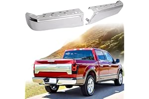 Rear Bumper End Cap Compatible with 2015-2020 Ford F150 w/o Parking Sensor Hole Steel Bumper Guard Pad Cover Chrome Silvery L