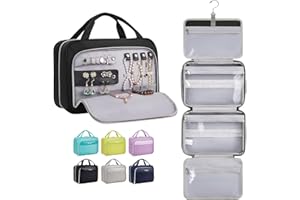 OlarHike Toiletry Bag,Large Size Waterproof Hanging Bags, Makeup Jewelry 3 in 1 Essentials Travel Packing Organizers, Fulled-Sized Family Pack, Shampoo, Conditioner, Brushes Set (Black)
