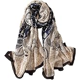 First Choose Silk Feeling Long Satin Scarf Fashion Beach Scarf Shawl Check Style Sunscreen Shawls Wraps-Lightweight Pattern