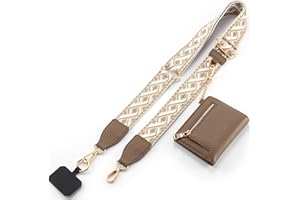Diaclara Clip and Go Phone Strap with Zipper Pouch- Stylish Crossbody Adjustable Chain Lanyard with Leather Wallet for All Phones, Gray