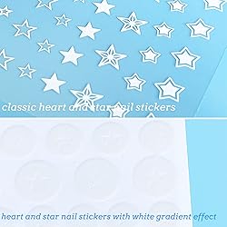 White Star Heart Nail Art Decal Stickers for Women