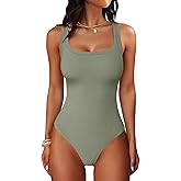 ANRABESS Bodysuits for Women Summer Ribbed Knit Scoop Neck Sleeveless Sexy Slim Fitted Tank Tops 2026 Teen Girls Body Suits