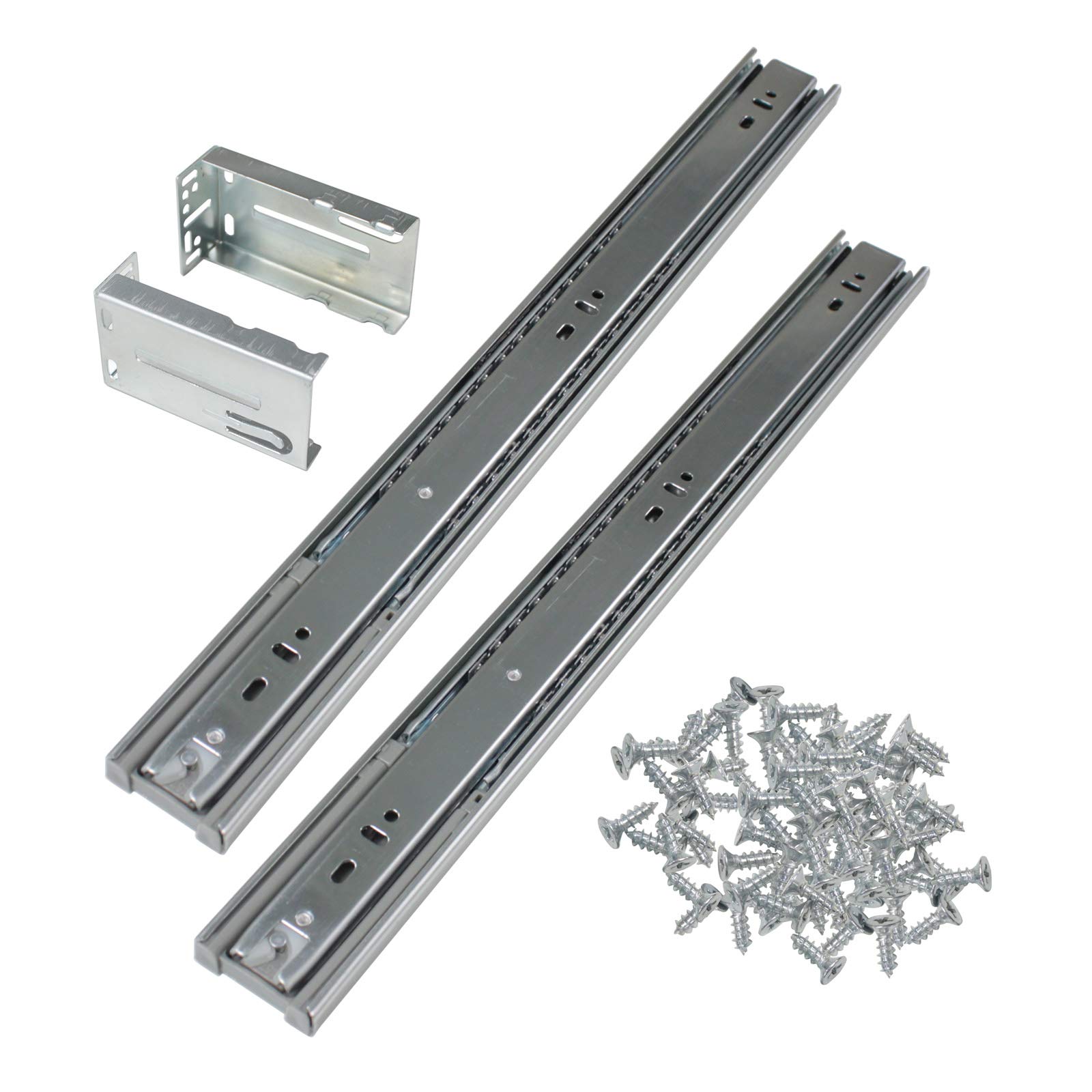 Gobrico 18-Inch Rear/Side Mount Soft Close Ball Bearing Drawer Slides with Brackets Full Extension, 10Pairs