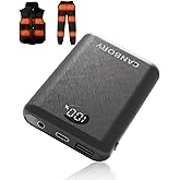CANBORY Heated Vest Battery Pack,𝟏𝟎𝟎𝟎𝟎𝐦𝐀𝐡 5V 2A/3A 10000 Mah Ultra Light Small Power Bank for Heated Vests, Jackets with LED Display | 7.4V 3A DC Battery with PD USB/Type-C 3 Outputs
