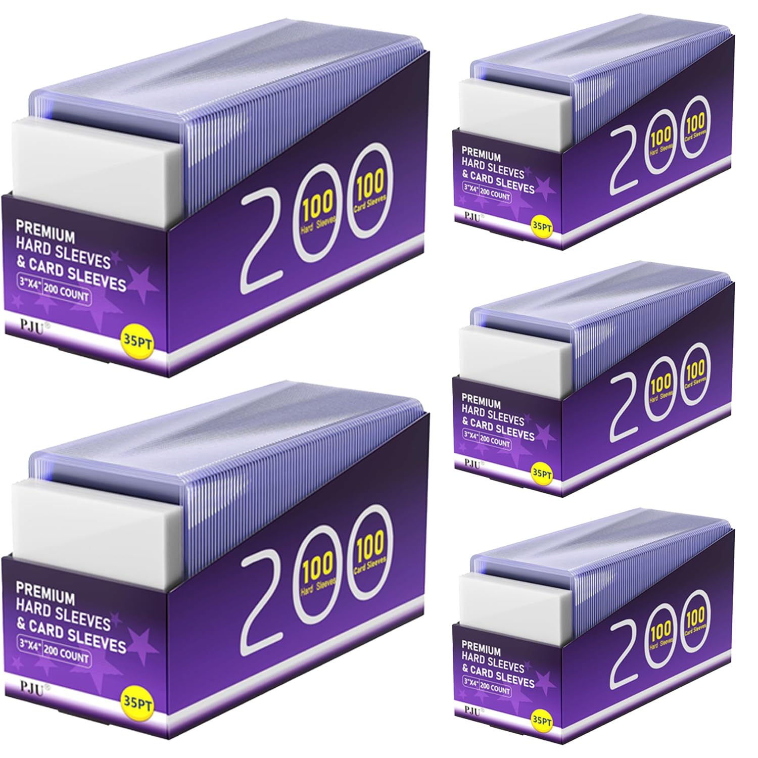 Photo 1 of 1000 Hard Plastic Card Sleeves, Premium Plastic Baseball Card Sleeves, 3" x 4" Trading Cards Holder, Sports Baseball Football Game Cards Protectors (500 Hard Sleeve + 500 Soft Sleeve)