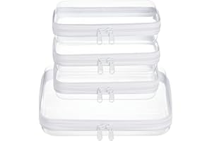 WELPIRT 4 pcs Clear Zipper Pouches,Hard Shell Zipper Case, Toiletry Bag for Travel, CLear Diaper Bag, Toiletry Pouch, Travel Organizer, Cosmetic Bag,Toy Storage Bins (M+3S)