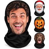 Custom Face Mask with Photo, Personalized Full Face Cover for Adults | Custom Face Mask, Stretch Polyester and Spandex Hood for Halloween, Birthday Parties, Cosplay and Personalized Funny Gifts