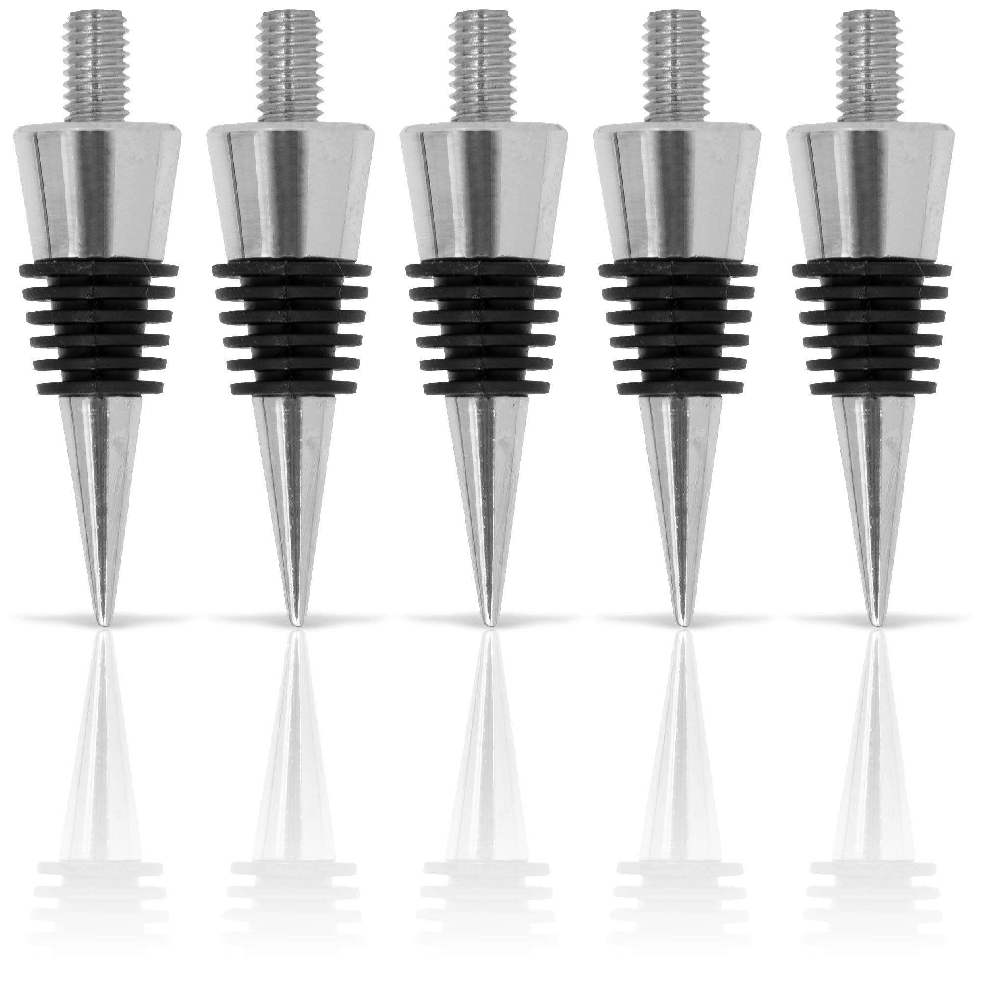 Savannah Classic Chrome Style Bottle Stopper with 3/8" x 16 tpi Threaded Post For Attaching Hand Made or Lathe Turned Handles … (5 Chrome Stoppers)
