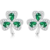 925 Sterling Silver Clover Stud Earrings Shamrock Irish Ear Studs St Patricks Day Jewelry Gifts for Women