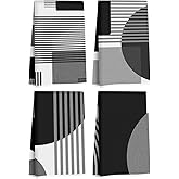 4 Pcs Abstract Black and White Kitchen Towels, Abstract Decor Tea Hand Towel, Microfiber Dish Cloths for Drying Dishes, Waffle Dish Towels for Kitchen Bathroom, Housewarming Gifts for Women