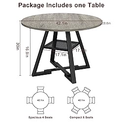 Jocoevol Round Dining Table for 4,Kitchen Dining