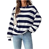 Milumia Women's Striped Oversized Sweatshirt Y2k Colorblock Long Sleeve Fall Pullover