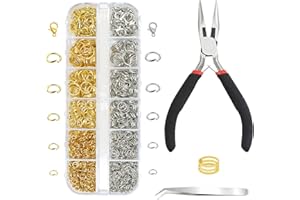 1440 Pcs Open Jump Ring and Lobster Clasp Kit Gold Silver Jewelry Repair Kit with Jump Ring Pliers for Jewelry Making Supplie