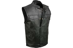Event Leather Men's Open Neck Snap/Zip Front Club Style Vest (Black, 4X-Large)